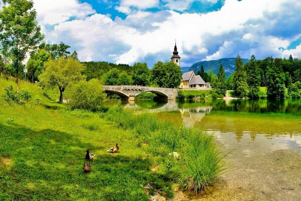 Замок в горах літнім днем