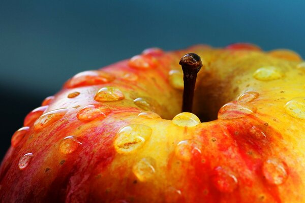 Gouttes d eau sur la pomme