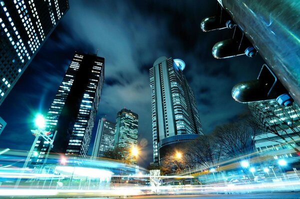 The center of a big city. View of the skyscraper