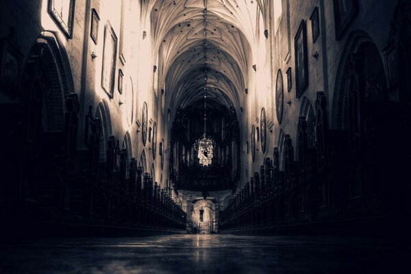 Cathédrale gothique avec de hautes voûtes