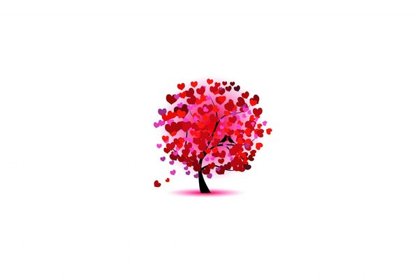 Ilustración de un árbol con corazones