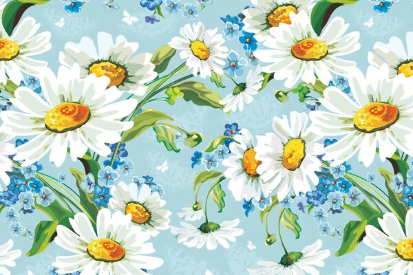 Flower background of blooming daisies