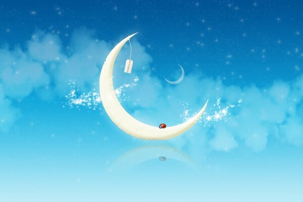 Vector graphics with a crescent moon