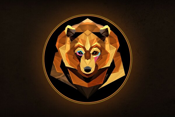 Logo. Graphic bear. Rainbow eyes