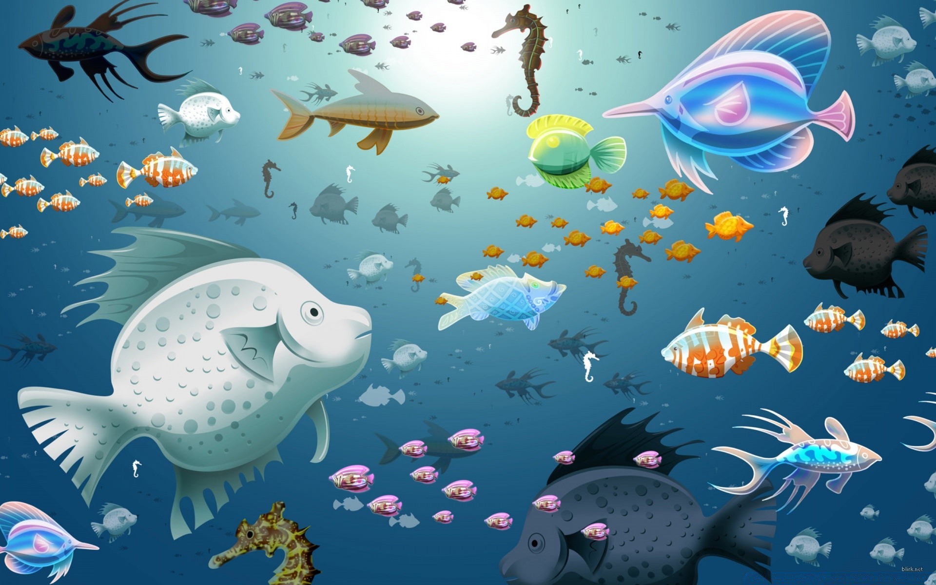 graphisme vectoriel sous-marin poissons aquarium natation eau corail marine océan mer méduses nature aquatique tropical plongée illustration bureau récif turquoise