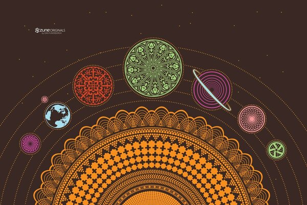 Mehendi. Planets. Illustration. Mandala