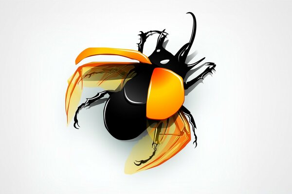 Graphic image of a beetle with orange wings