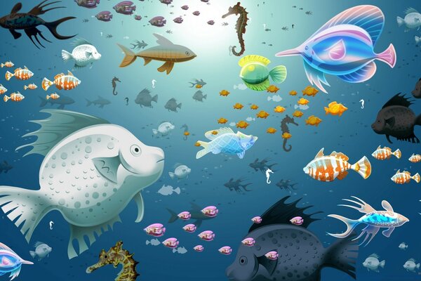 Underwater world, fish in the sea