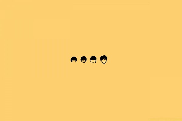 Silhouettes of heads on a yellow background