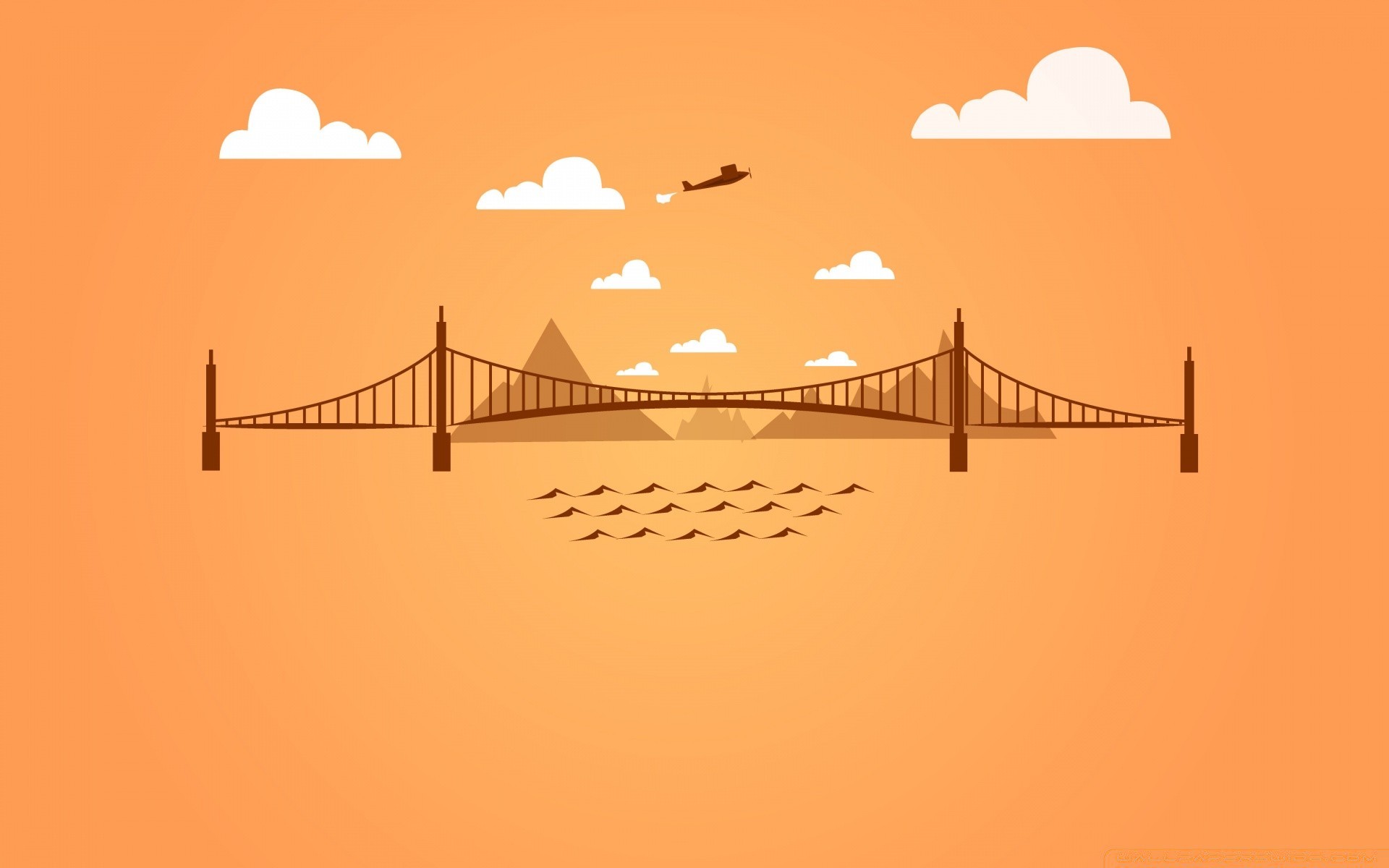 vector art silhouette sky dawn sunset sun bridge travel light landscape city architecture water