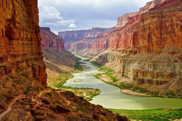 Fabulous pond in the sandstone canyon