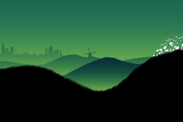 Imagem de uma paisagem de abstinência em preto e verde