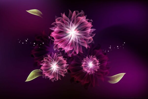 Delicate flowers on a purple background