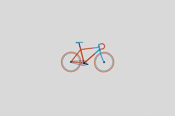 Imagen de una bicicleta roja-minego sobre un fondo gris