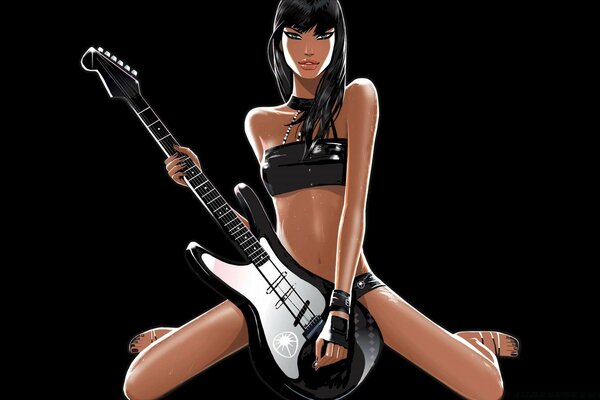 Graphique sexy Rock girl avec guitare