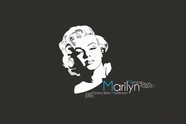 Retrato de Marilyn Monroe em um fundo escuro