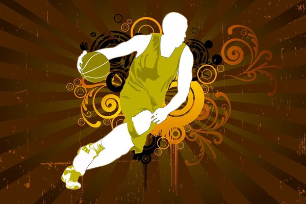 Basketball player on the background of graffiti. Vector graphics