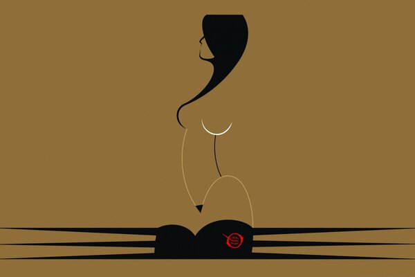 Silueta de una chica desnuda en medias. Ilustración vectorial