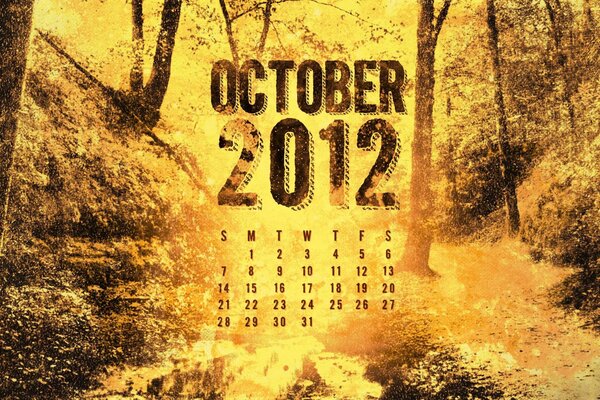 Старый календарь с листом с октября