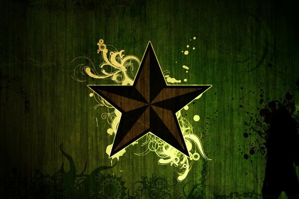 Estrella de cinco puntas sobre fondo verde