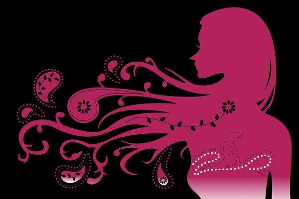 Silhouette de fille rose dans la conception