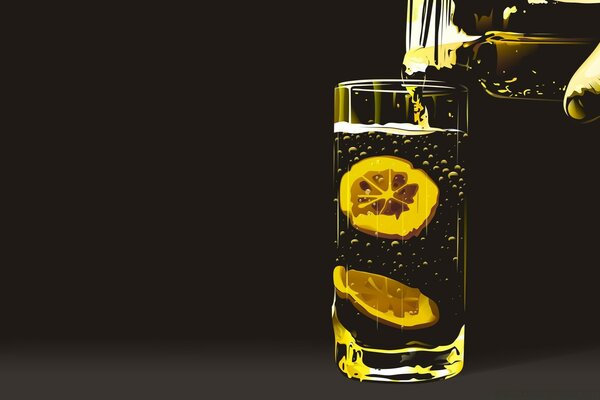 Water with lemon in a tall glass