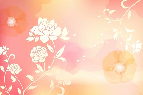 Delicate peach wallpaper with flowers