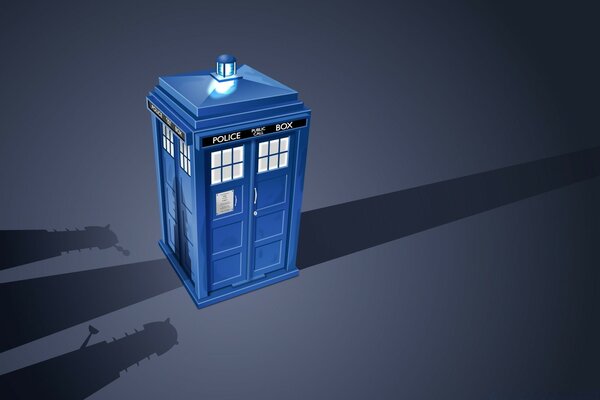 Vector graphics of a blue phone booth