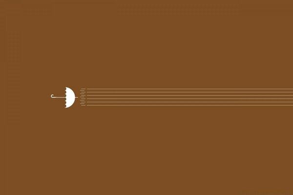 Sheet music drawn with an umbrella on a brown background