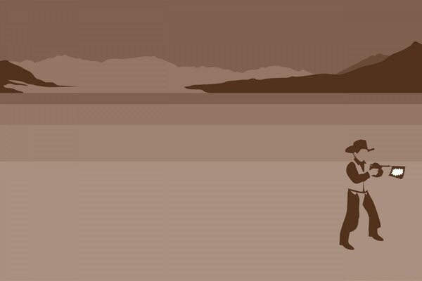 Vector image of a cowboy in the desert