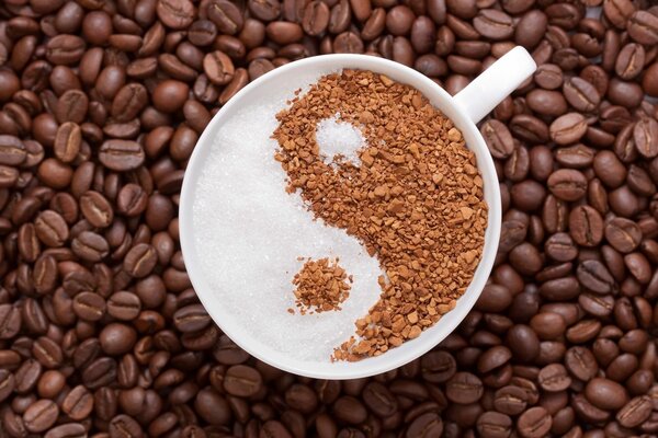 Granos de café y Yin-Yang