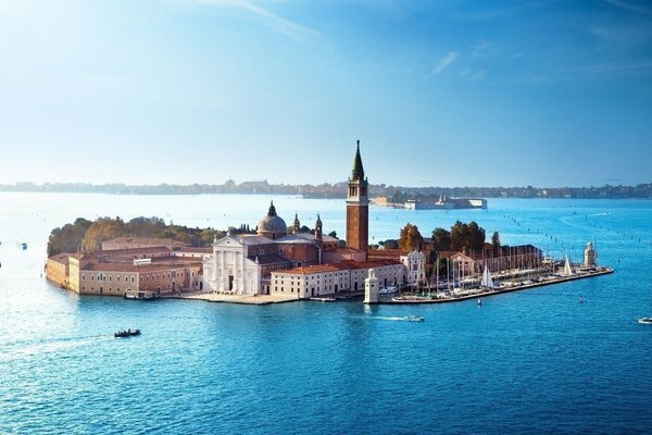 Architecture of the city on the water landscape