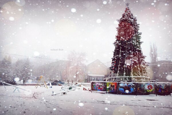 Winterlandschaft. Weihnachtsbaum