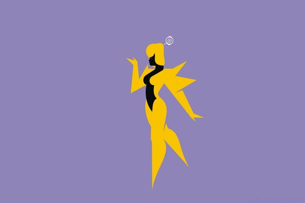 Graphique femme jaune sur violet