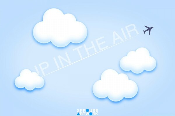 Vector graphics clouds and aircraft