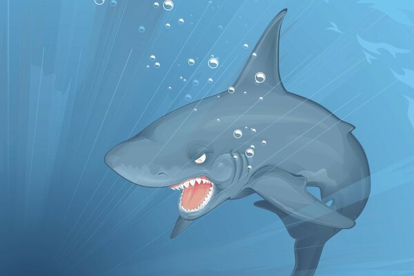 Illustration of a shark under water