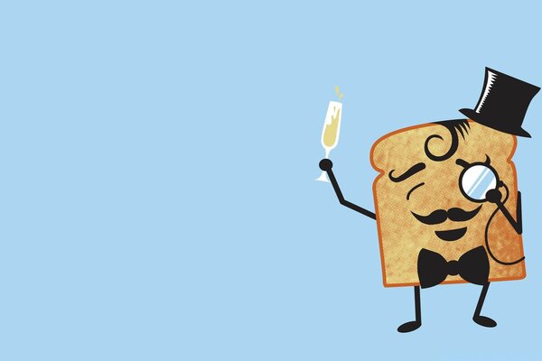 Illustration of a piece of bread in a suit