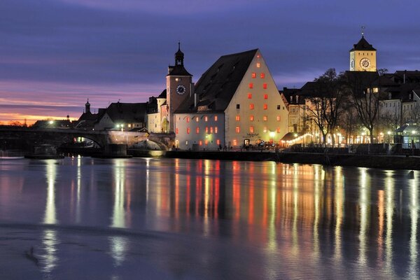 Bavaria river bridge regernsburg bayern city beautifu