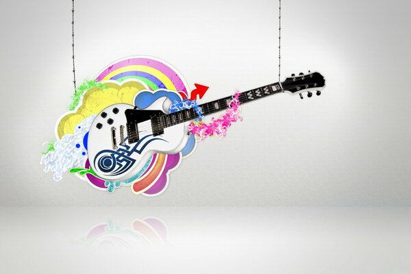 Instrument de musique guitare blanche