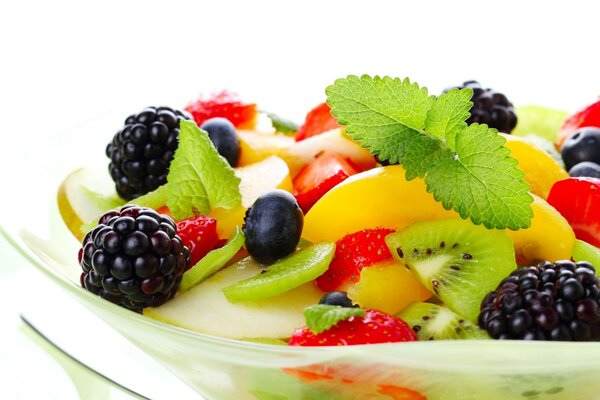 A plate of sweet berries and fruits