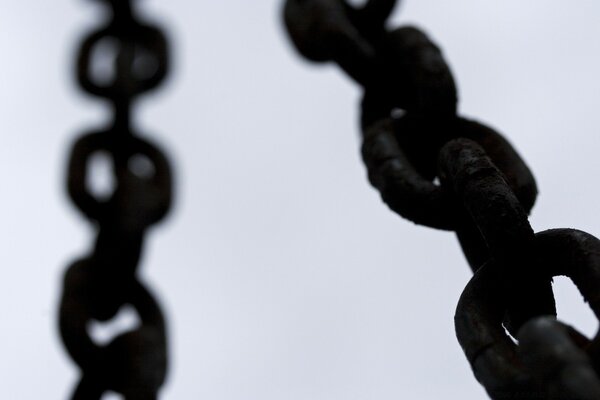 Two large black chains on a white background