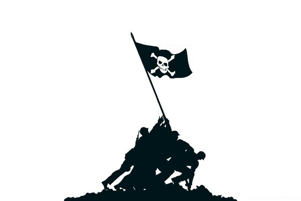 A pirate flag and a bunch of military