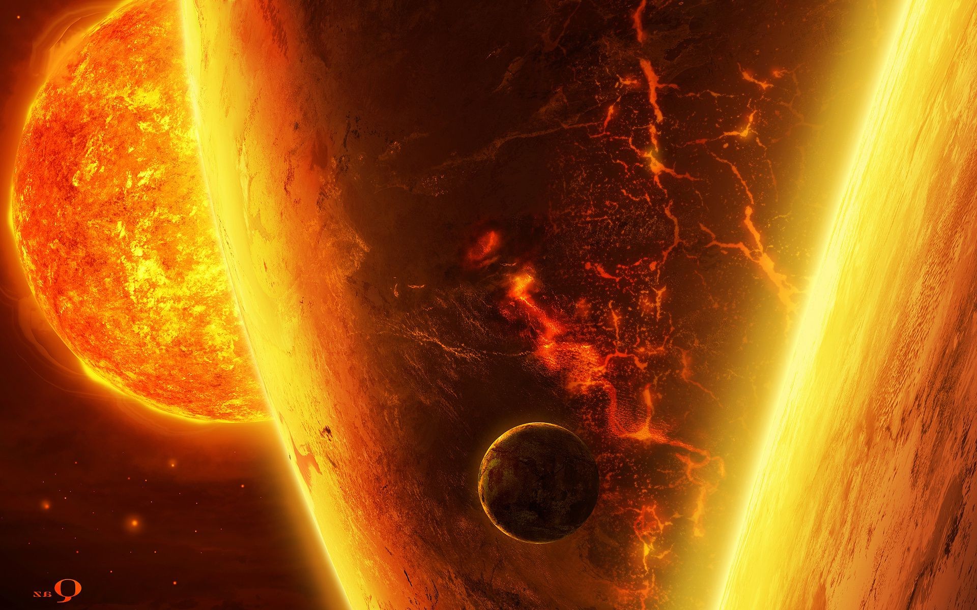 planetas llamas astronomía ciencia caliente planetas resumen espacio luz galaxia energía fantasía explosión arte luna espacio calor plasma quemado fondo de pantalla