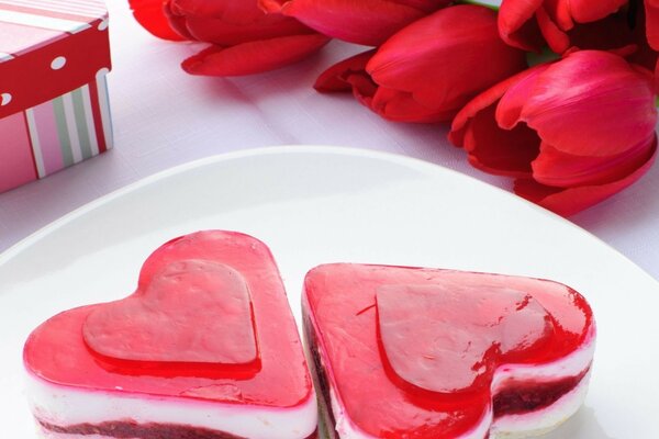 Leckeres Dessert zum Valentinstag