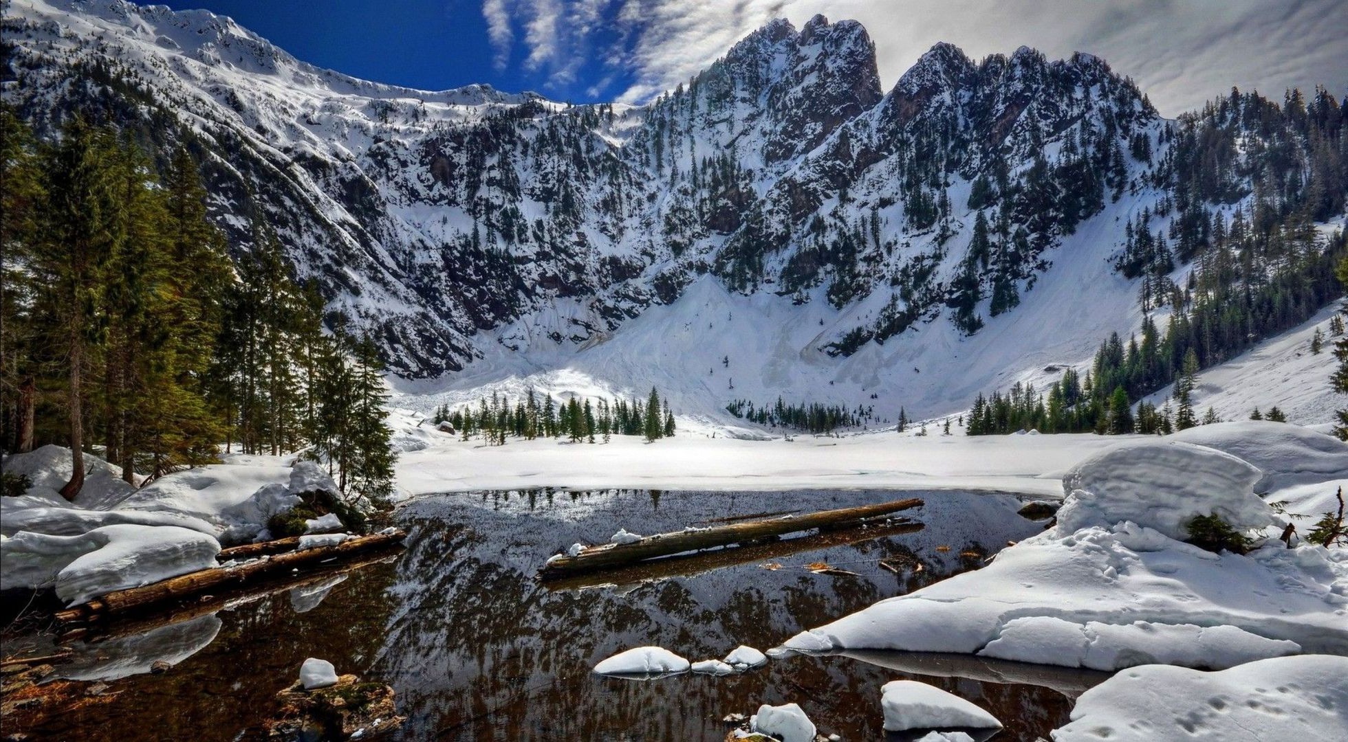 lac neige montagne hiver scénique paysage glace voyage bois à l extérieur froid vallée ciel nature lumière du jour eau pic de montagne evergreen