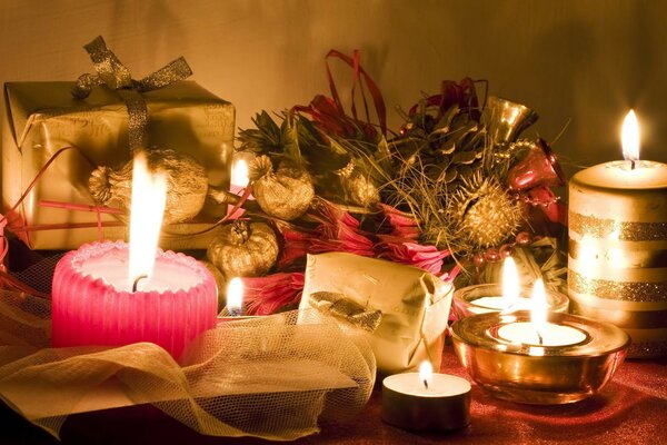 Cozy New Year s corner with candles