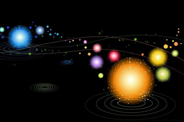 Astratto di astronomia e sfere nello spazio