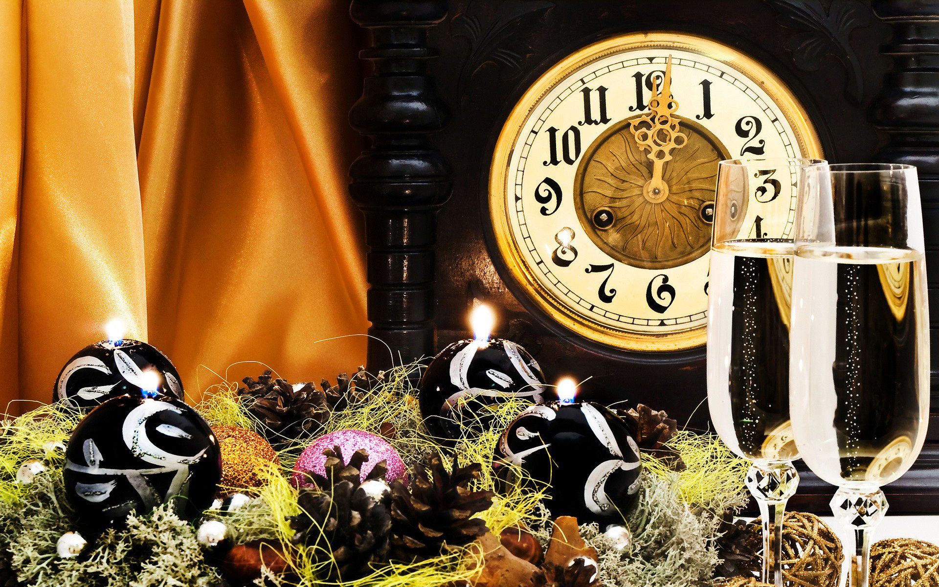 año nuevo oro vacaciones navidad decoración tiempo reloj