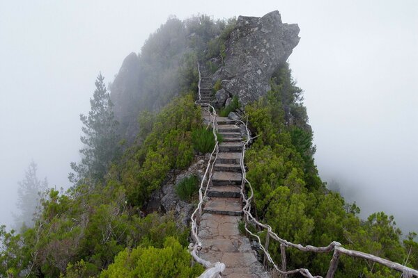 Endless path on the road to the clouds