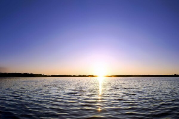 Beautiful sunset in the lake